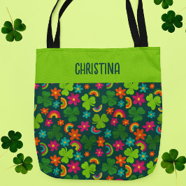 Shamrocks, Bloemen en Regenbogen St. Patrick's Day Tote Bag