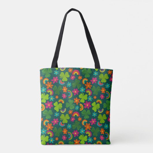 Shamrocks, Bloemen en Regenbogen St. Patrick's Day Tote Bag (Achterkant)