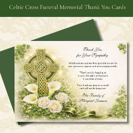 Shamrocks Catholic Irish Celtic Cross Condolence  Bedankkaart