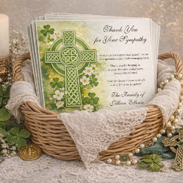 Shamrocks Catholic Irish Celtic Cross Condolence Bedankkaart