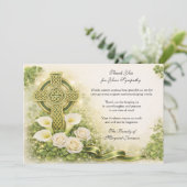 Shamrocks Catholic Irish Celtic Cross Condolence  Bedankkaart (Staand voorkant)