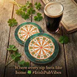 Shamrocks & Celtic Knots Ierse Pub Zandsteen Onderzetter