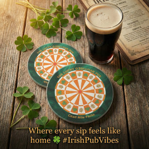Shamrocks & Celtic Knots Ierse Pub Zandsteen Onderzetter