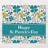 Shamrocks Clover Green St. Patrick's Day Pattern Bier Etiket (Enkel label)