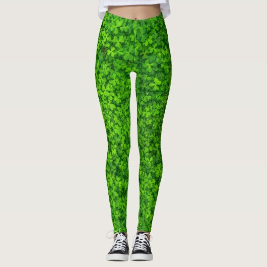 Shamrocks Clover laat St. Patrick's Day Festive Leggings (Voorkant)