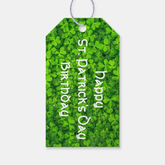 Shamrocks Clover Leaves St. Patrick's Day Birthday Cadeaulabel (Voorkant)