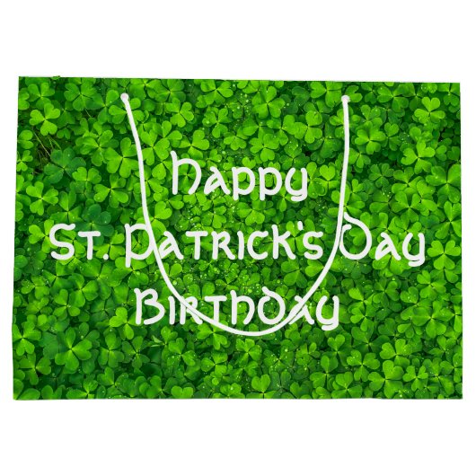 Shamrocks Clover Leaves St. Patrick's Day Birthday Groot Cadeauzakje (Achterkant)