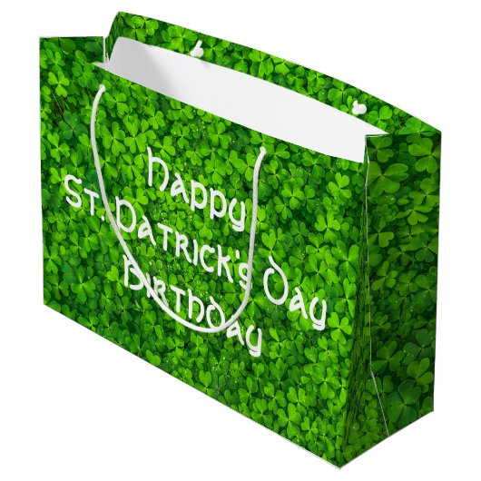 Shamrocks Clover Leaves St. Patrick's Day Birthday Groot Cadeauzakje (Achterkant Gekanteld)