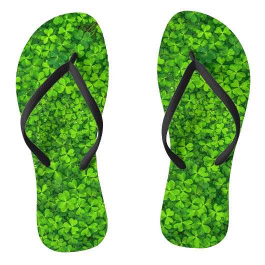 Shamrocks Clover Leaves St. Patrick's Day Fun Teenslippers (Voetbed)