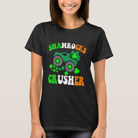 Shamrocks Crusher Truck Driving Shamrock St. Patri T-shirt (Voorkant)