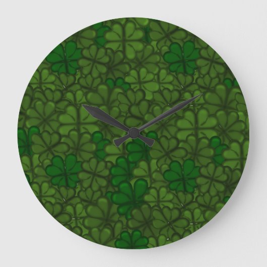 Shamrocks Digital Art Pattern St Patricks Grote Klok (Voorkant)