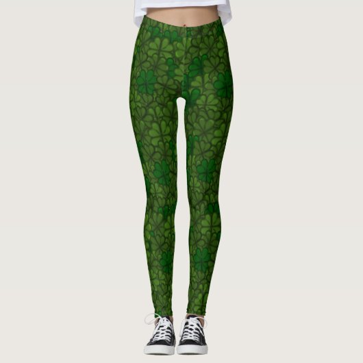 Shamrocks Digital Art Pattern St Patricks Leggings (Voorkant)