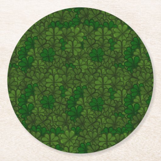 Shamrocks Digital Art Pattern St Patricks Ronde Kartonnen Onderzetter (Voorkant)