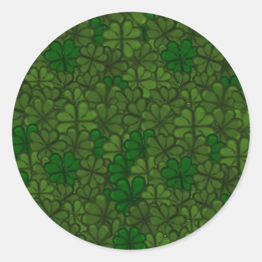 Shamrocks Digital Art Pattern St Patricks Ronde Sticker (Voorkant)