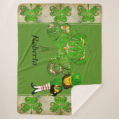 Shamrocks & een Leprechaun Sherpa Deken (Voorkant)