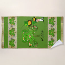 Shamrocks & een Leprechaun Strandlaken