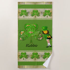Shamrocks & een Leprechaun Strandlaken