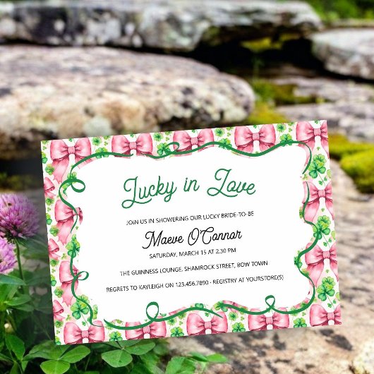 Shamrocks en Bows Roze en Groen Vrijgezellenfeest Kaart