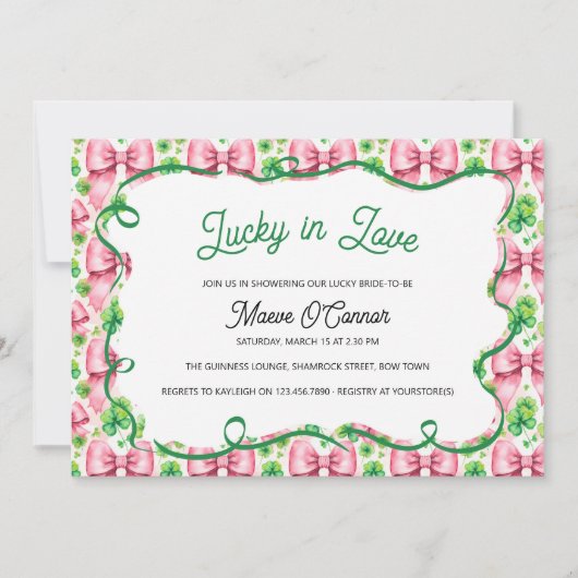 Shamrocks en Bows Roze en Groen Vrijgezellenfeest Kaart (Voorkant)