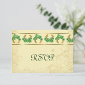 Shamrocks en Gold Irish RSVP Kaartje (Staand voorkant)