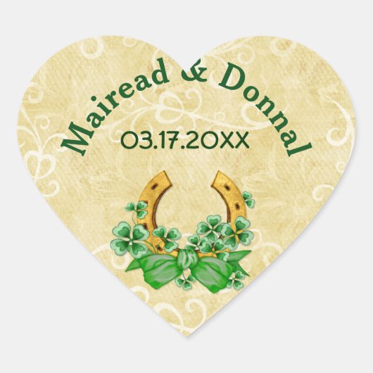 Shamrocks en Gold Irish Wedding Hart Sticker (Voorkant)