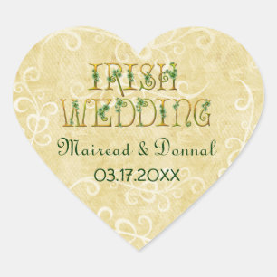 Shamrocks en Gold Irish Wedding Hart Sticker