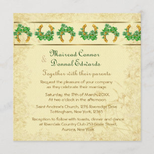 Shamrocks en Gold Irish Wedding Kaart