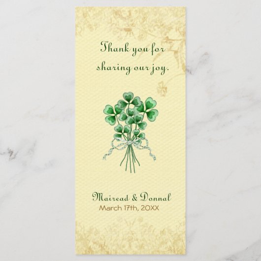 Shamrocks en Gold Irish Wedding Menu (Achterkant)