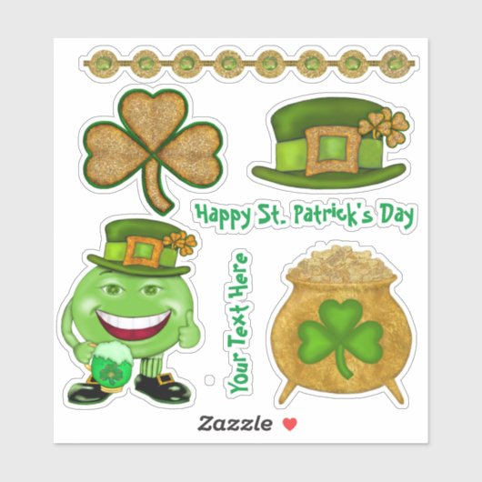 Shamrocks en gouden Ierse vinylset Sticker (Vel)