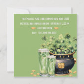 Shamrocks en Groen Bier St Patricks' Day Party Kaart (Achterkant)