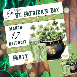 Shamrocks en Groen Bier St Patricks' Day Party Kaart