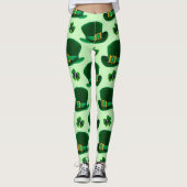 Shamrocks en Leprechaun-Petten Leggings (Voorkant)