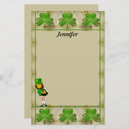 Shamrocks en Leprechauns Briefpapier (Voorkant / Achterkant)