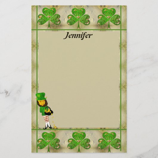 Shamrocks en Leprechauns Briefpapier (Voorkant)