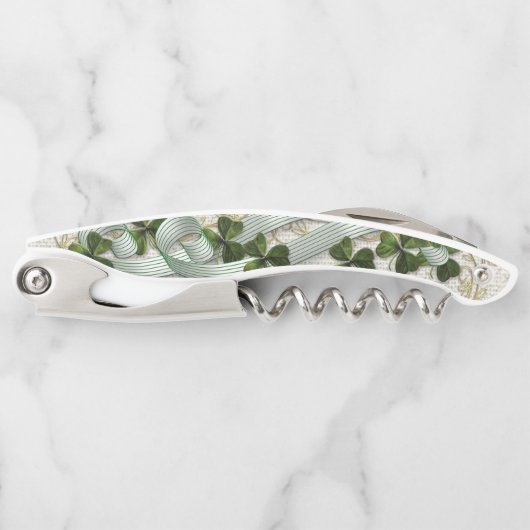 Shamrocks en linten Ierse kurkentrekker (Voorkant)