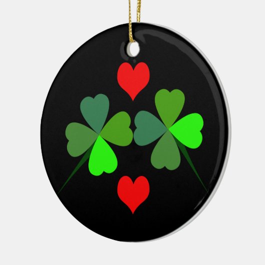 Shamrocks en Red Hearts Ornament (Links)