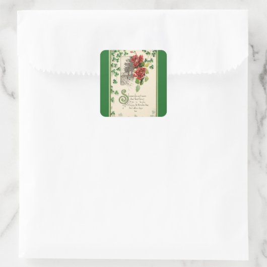 shamrocks en Rozen Vierkante Sticker (Tas)
