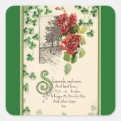 shamrocks en Rozen Vierkante Sticker (Voorkant)