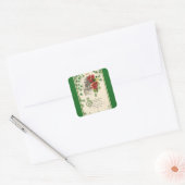  shamrocks en Rozen Vierkante Sticker (Envelop)