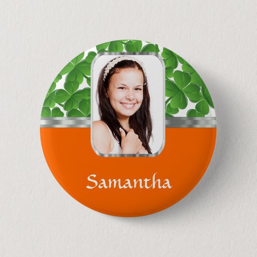 Shamrocks en sinaasappel ronde button 5,7 cm (Voorkant)