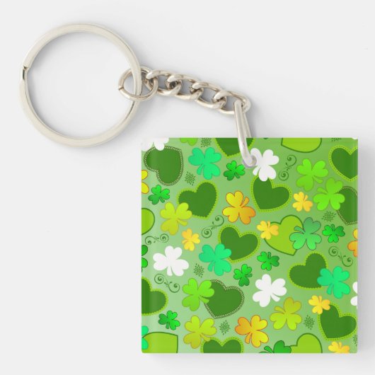 Shamrocks en St. Patrick's Day Hearts Sleutelhange Sleutelhanger (Voorkant)