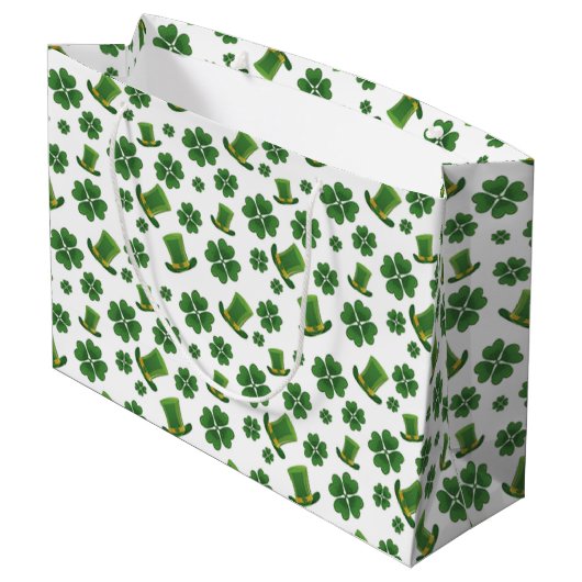 Shamrocks en Top Hats Large Cadeautasje (Achterkant Gekanteld)