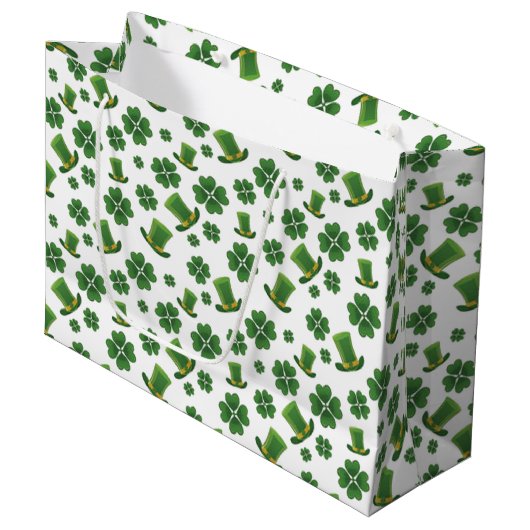 Shamrocks en Top Hats Large Cadeautasje (Voorkant Gekanteld)