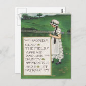  Shamrocks Girl Field St Patrick's Day Kaart (Voorkant / Achterkant)