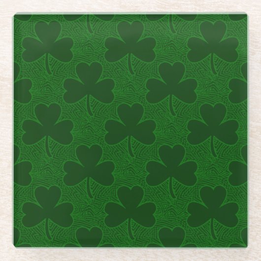 Shamrocks Glazen Onderzetter (Voorkant)