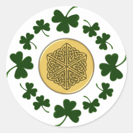 ! Shamrocks - Gold Irish Celtic Ronde Sticker