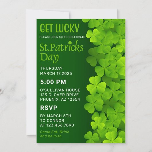 Shamrocks Green St. Patrick's Day Kaart (Voorkant)