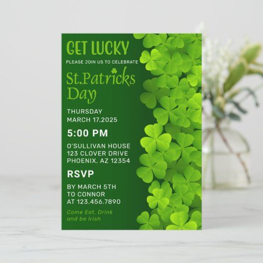 Shamrocks Green St. Patrick's Day Kaart (Staand voorkant)