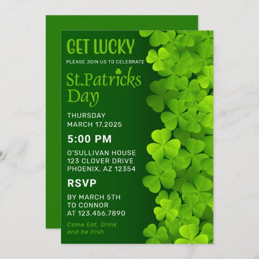 Shamrocks Green St. Patrick's Day Kaart (Voorkant / Achterkant)