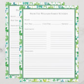 Shamrocks Green White Recipe Paper Sheet (Voorkant / Achterkant)